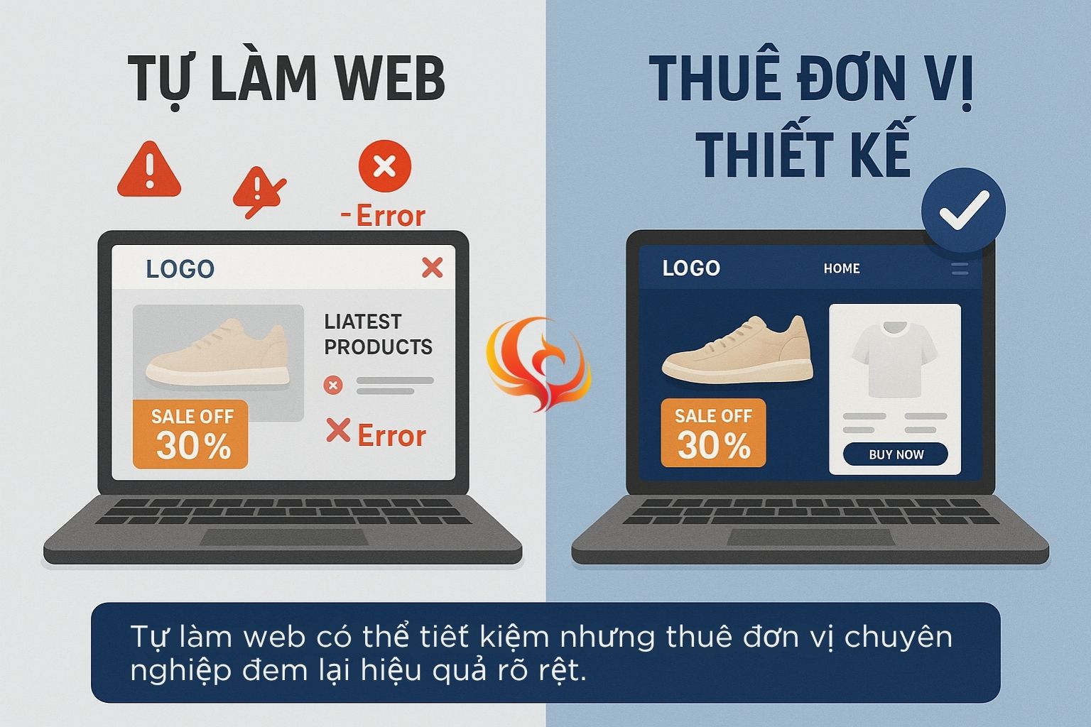 Tự làm web có thể tiết kiệm nhưng thuê đơn vị chuyên nghiệp đem lại hiệu quả rõ rệt